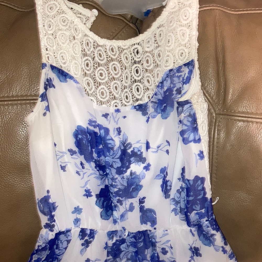 Blue and White flower Dress